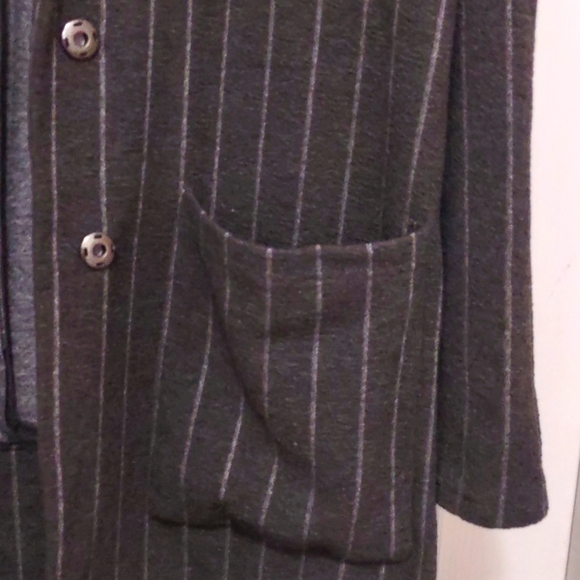 NWT Anthropologie Harlyn Long Line Gray Stripped Jacket Size S - Picture 4 of 10